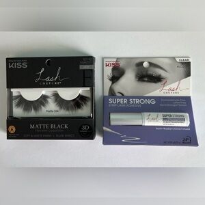 KISS Matte Silk Black Faux Mink Collection Lashes & Adhesive Set NEW